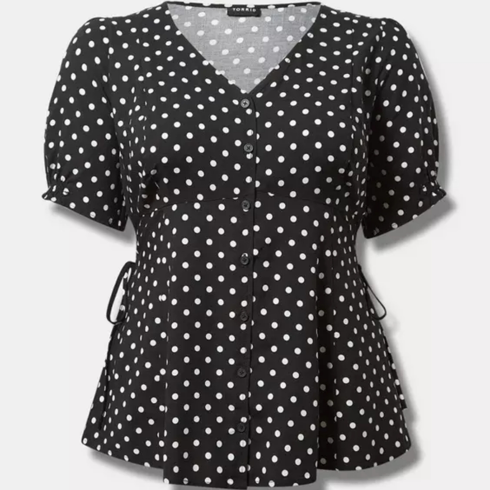 Torrid Black Polka Dot Women's Top